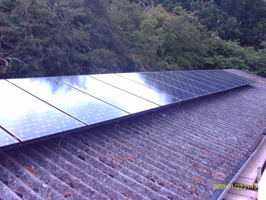 solar panel-Solar PV on outbuilding roof near Ringwood, Hants